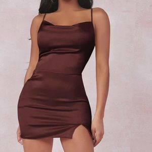 SHEIN Brown Satin Dress Size XS